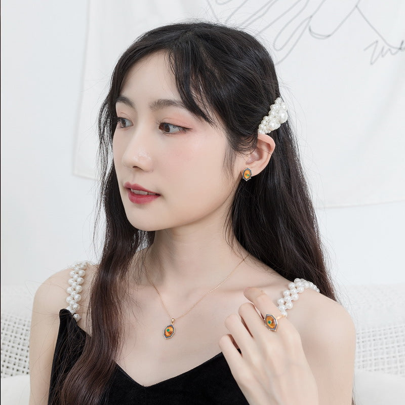 S925 Sterling Silver Jewelry Ring Natural Amber Vintage Palace Style Simple Luxury Rings