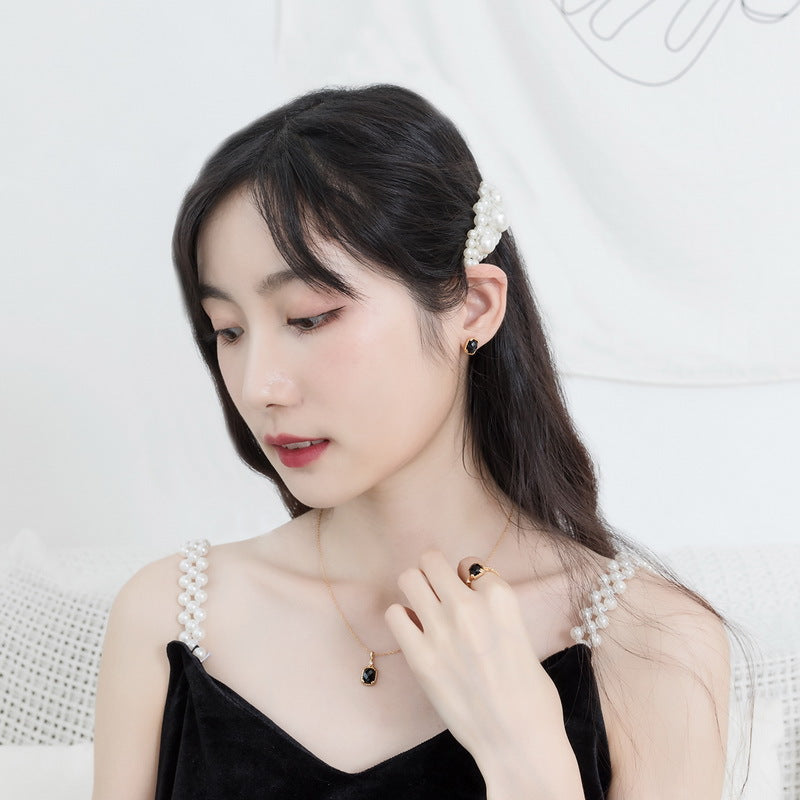 S925 Sterling Silver Jewelry Earrings Natural Black Onyx Gemstone Vintage Style Earrings