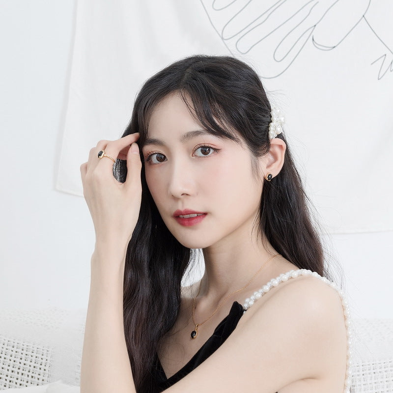 S925 Sterling Silver Jewelry Ring Natural Black Onyx Gemstone Vintage Folk Style Rings