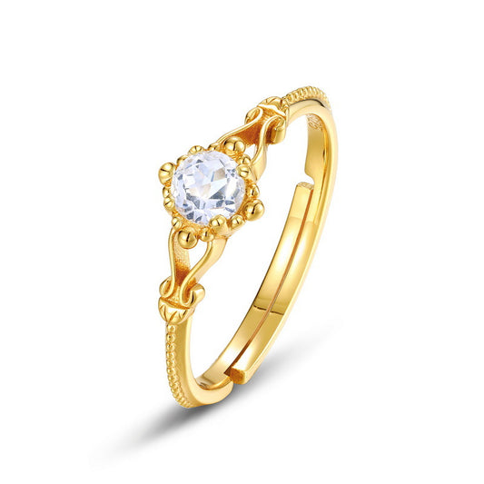 S925 Sterling Silver Jewelry Ring Natural Clear Quartz Gemstone Vintage Style Rings