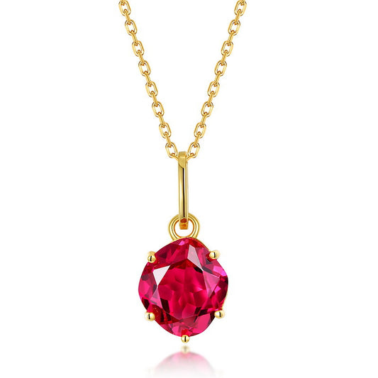 S925 Sterling Silver Jewelry Pendants Red Corundum Gemstone Choker Necklace Charms