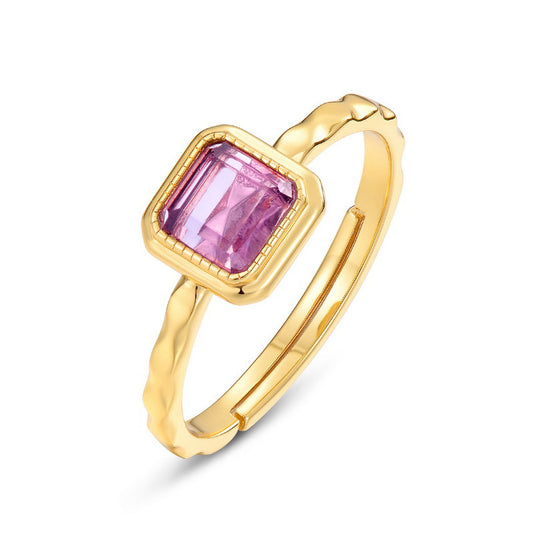 S925 Sterling Silver Jewelry Ring Natural Amethyst Gemstone Simple Luxury Rings