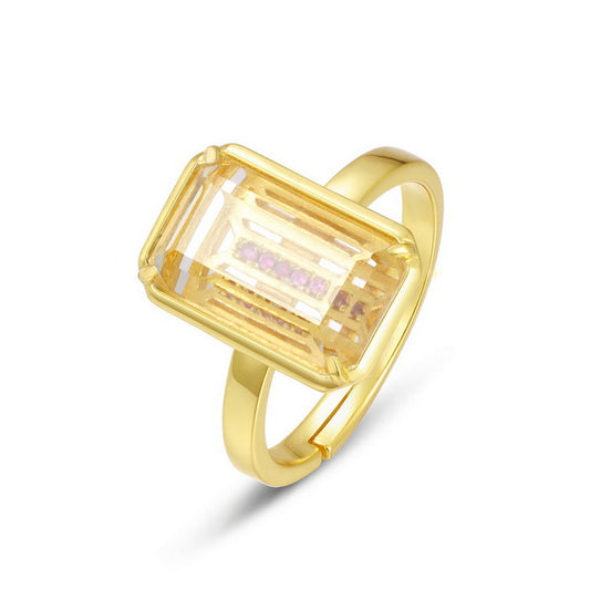 S925 Sterling Silver Jewelry Ring Natural Clear Quartz Gemstone Elegant Luxury Rings