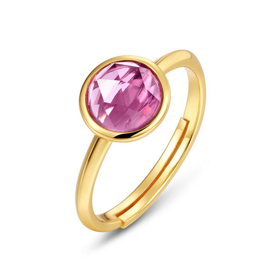 S925 Sterling Silver Jewelry Ring Natural Amethyst Gemstone Gold Plating Elegant Rings