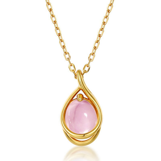 S925 Sterling Silver Jewelry Pendants Natural Rose Quartz Gemstone Necklace Charms