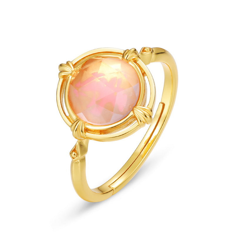 S925 Sterling Silver Jewelry Ring Natural Rose Quartz Gemstone Simple Luxury Rings