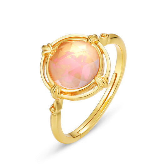 S925 Sterling Silver Jewelry Ring Natural Rose Quartz Gemstone Simple Luxury Rings
