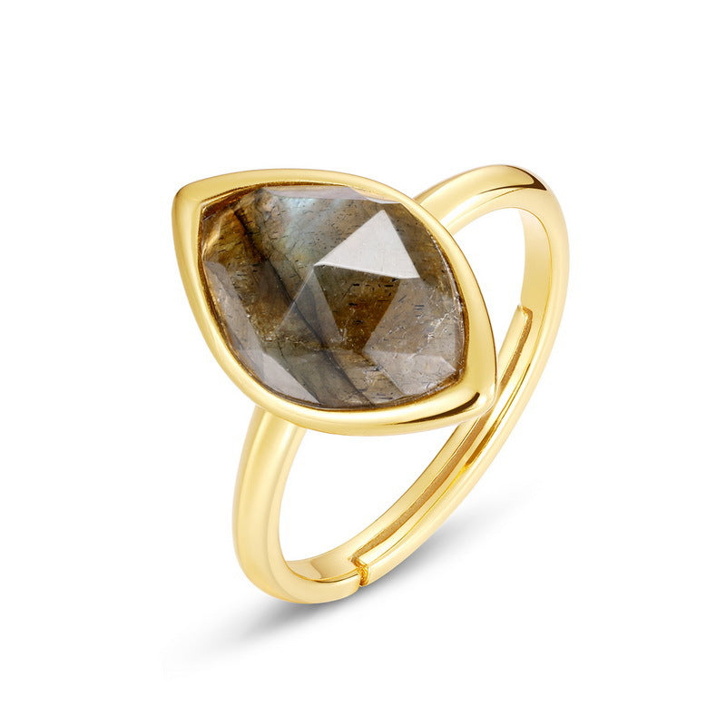 S925 Sterling Silver Jewelry Ring Natural Labradorite Gemstone Mariquesa Style Rings