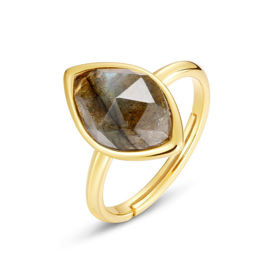 S925 Sterling Silver Jewelry Ring Natural Labradorite Gemstone Mariquesa Style Rings