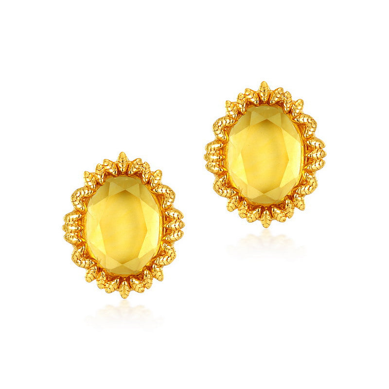 S925 Sterling Silver Jewelry Earrings Citrine Gemstone Sunflower Style Stud Earrings