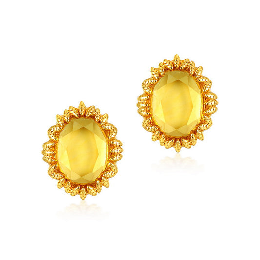 S925 Sterling Silver Jewelry Earrings Citrine Gemstone Sunflower Style Stud Earrings