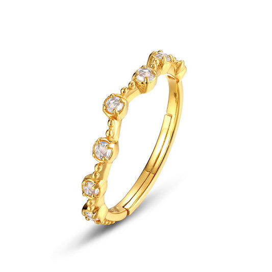S925 Sterling Silver Jewelry Ring Natural Clear Quartz Gemstone Fashion Style Rings