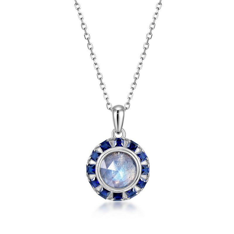 S925 Sterling Silver Jewelry Pendants Natural Labradorite Gemstone Choker Necklace Charms