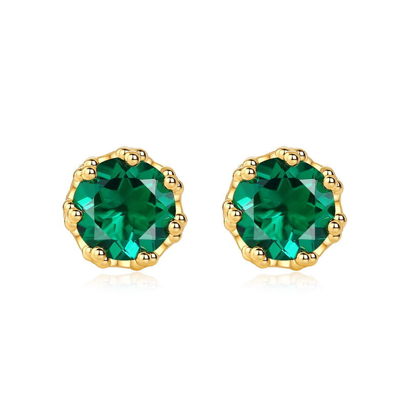 S925 Sterling Silver Jewelry Earrings Lab Grown Emerald Gemstone Simple Luxury Stud Earrings