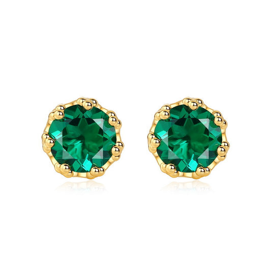 S925 Sterling Silver Jewelry Earrings Lab Grown Emerald Gemstone Simple Luxury Stud Earrings