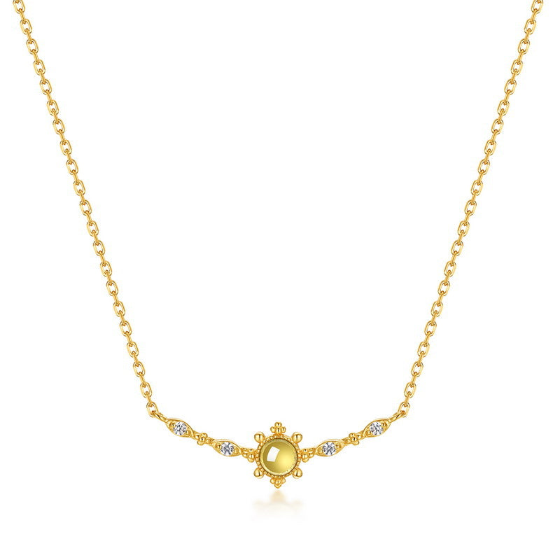 S925 Sterling Silver Jewelry Necklaces Peridot Gemstone Fashion Simple Luxury Necklace