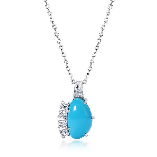 S925 Sterling Silver Jewelry Pendants Turquoise Gemstone Choker Necklace Charms