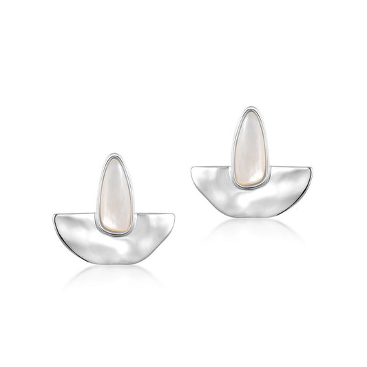 S925 Sterling Silver Jewelry Earrings Natural White Shell Gemstone Vintage Style Earrings
