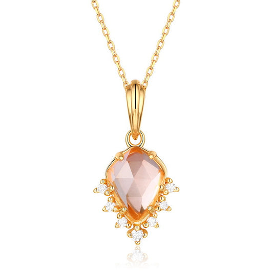 S925 Sterling Silver Jewelry Pendants Natural Rose Quartz Simple Luxury Necklace Charms