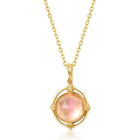 S925 Sterling Silver Jewelry Pendants Natural Rose Quartz Simple Luxury Necklace Charms