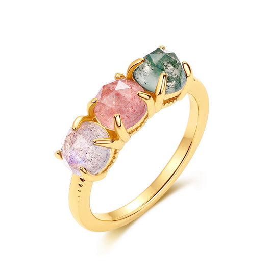 S925 Sterling Silver Jewelry Ring Natural Labradorite Gemstone Novel Colorful Rings
