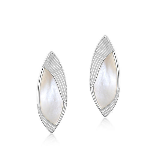 S925 Sterling Silver Jewelry Earrings Natural White Shell Gemstone Unique Design Earrings