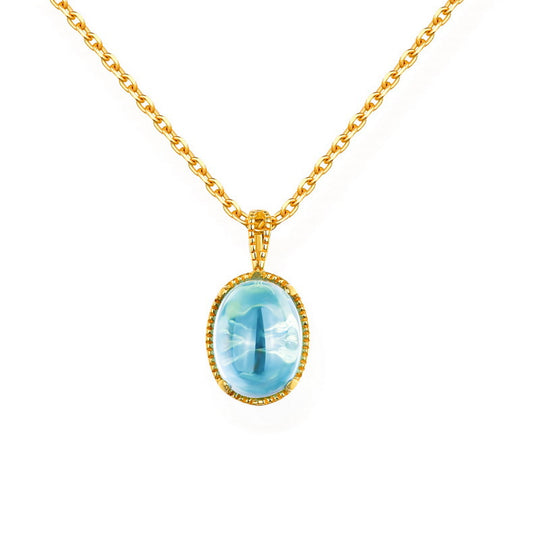 S925 Sterling Silver Jewelry Pendants Natural Sky Blue Topaz Gemstone Necklace Charms