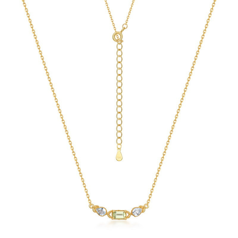 S925 Sterling Silver Jewelry Necklaces Peridot Gemstone Simple Luxury Choker Necklace