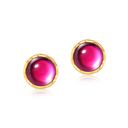 S925 Sterling Silver Jewelry Earrings Red Corundum Gemstone Fashion Stud Earrings