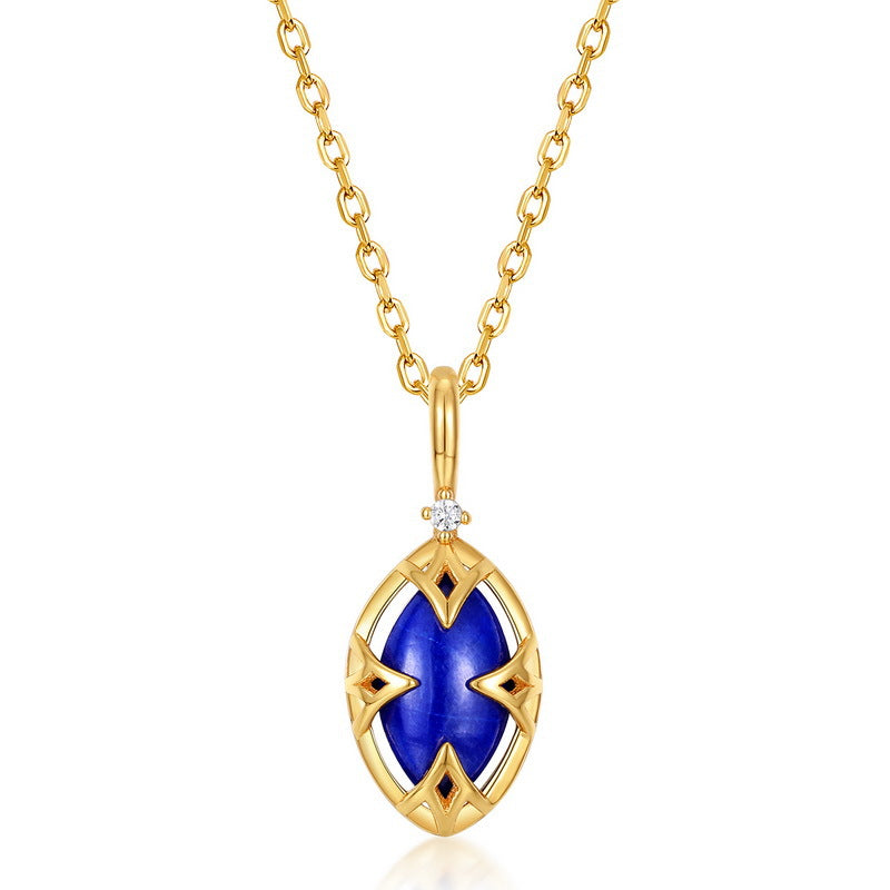 S925 Sterling Silver Jewelry Pendants Natural Lapis Lazuli Gemstone Necklace Charms