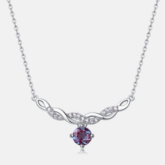 S925 Sterling Silver Jewelry Necklace Alexandrite Gemstone Winding Style Charms Necklace