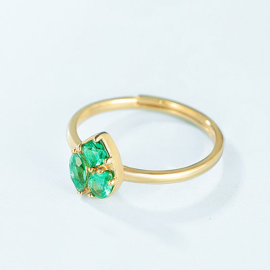 S925 Sterling Silver Jewelry Ring Lab Grown Emerald Gemstone Water Drop Style Fashion Rings