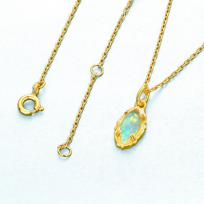S925 Sterling Silver Jewelry Pendants Opal Gemstone Mariquesa Style Necklace Charms