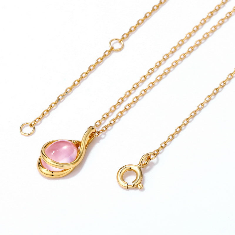 S925 Sterling Silver Jewelry Pendants Natural Rose Quartz Gemstone Necklace Charms