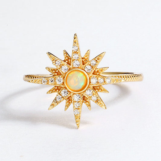 S925 Sterling Silver Jewelry Ring Opal Gemstone Starlight Style Simple Luxury Rings