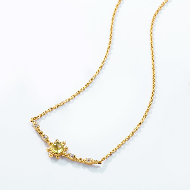 S925 Sterling Silver Jewelry Necklaces Peridot Gemstone Fashion Simple Luxury Necklace