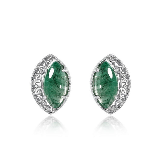 S925 Sterling Silver Jewelry Earrings Blue Opal Gemstone Mariquesa Style Earrings