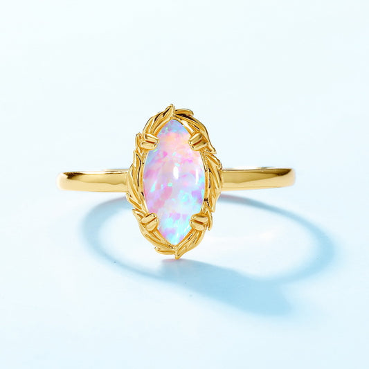 S925 Sterling Silver Jewelry Ring Opal Gemstone Mariquesa Style Charming Rings