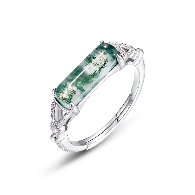 S925 Sterling Silver Jewelry Rings Magical Color Opal Gemstone Cylinder Style Ring