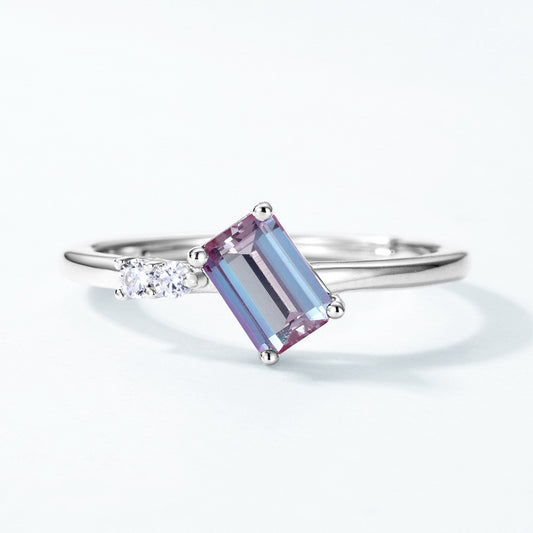 S925 Sterling Silver Jewelry Ring Alexandrite Gemstone Unique Personality Rings