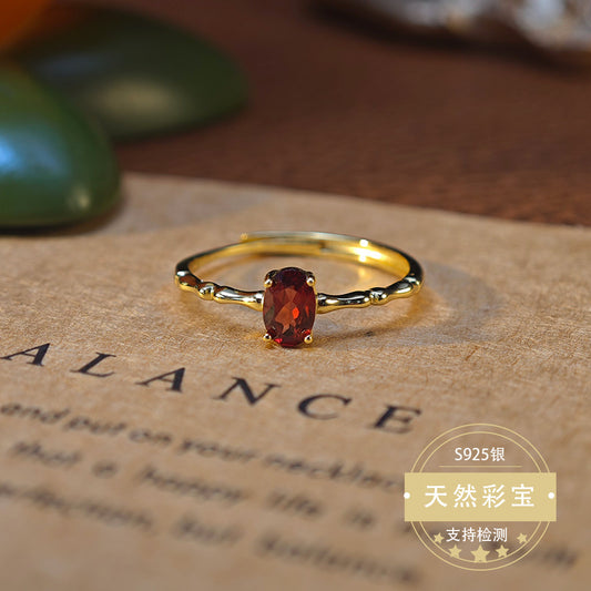 S925 Sterling Silver Fine Jewelry Natural Amethyst Gemstone Fashion Style Simple Luxury Rings