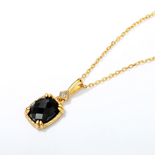 S925 Sterling Silver Jewelry Pendants Natural Black Onyx Gemstone Fashion Necklace Charms