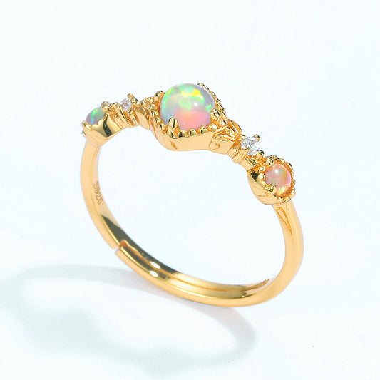S925 Sterling Silver Jewelry Ring Magical Color Opal Gemstone Elegant Luxury Rings