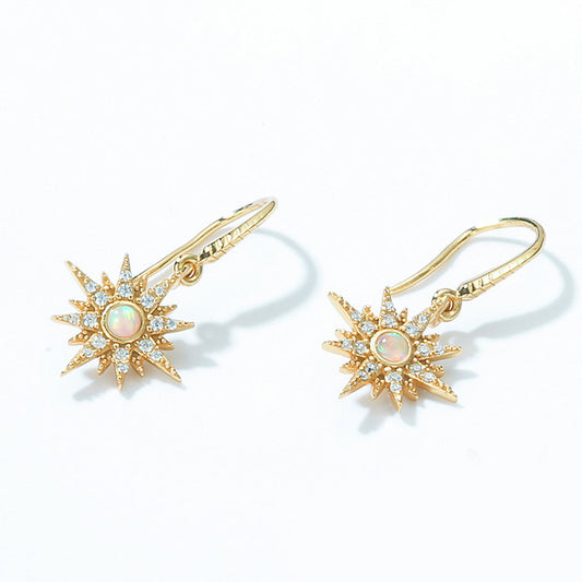 S925 Sterling Silver Jewelry Earrings Opal Gemstone Starlight Style Luxury Earrings