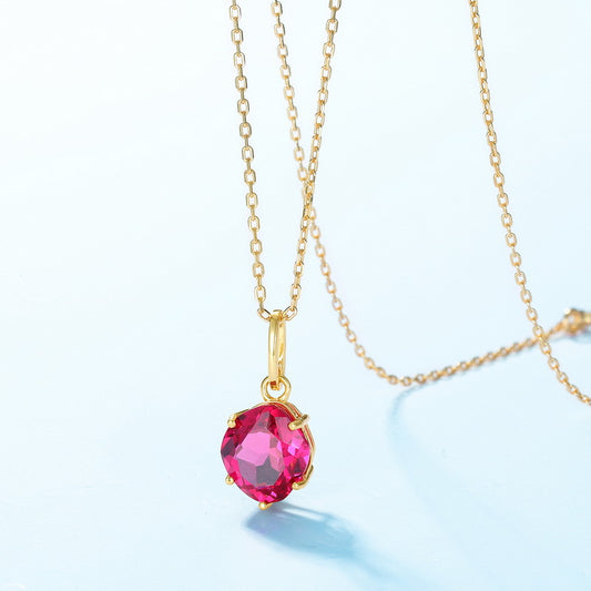 S925 Sterling Silver Jewelry Pendants Red Corundum Gemstone Choker Necklace Charms