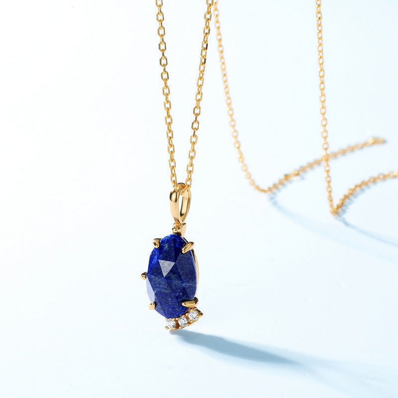 S925 Sterling Silver Jewelry Pendants Natural Lapis Lazuli Gemstone Choker Necklace Charms