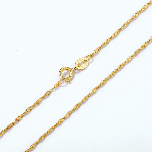 S925 Sterling Silver Jewelry Chain Gold Plating Water Wave Style Necklace Chains