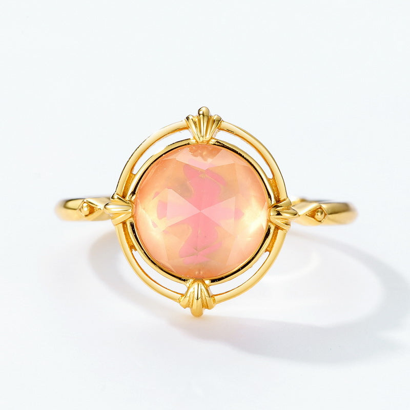 S925 Sterling Silver Jewelry Ring Natural Rose Quartz Gemstone Simple Luxury Rings