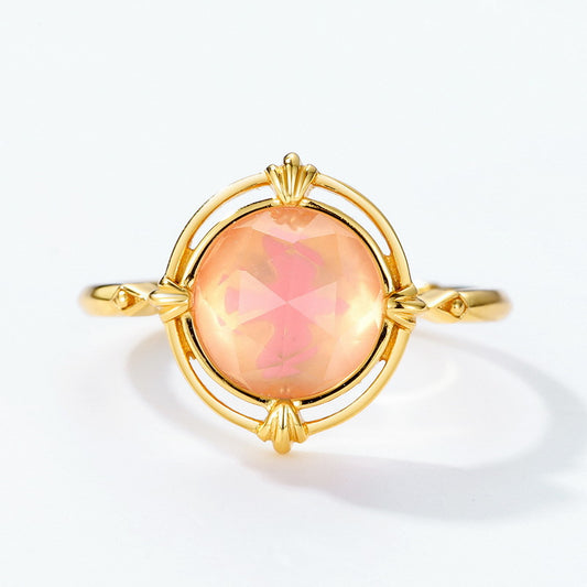 S925 Sterling Silver Jewelry Ring Natural Rose Quartz Gemstone Simple Luxury Rings