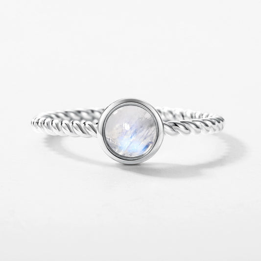 S925 Sterling Silver Jewelry Ring Natural Moonstone Gemstone Opening Style Rings
